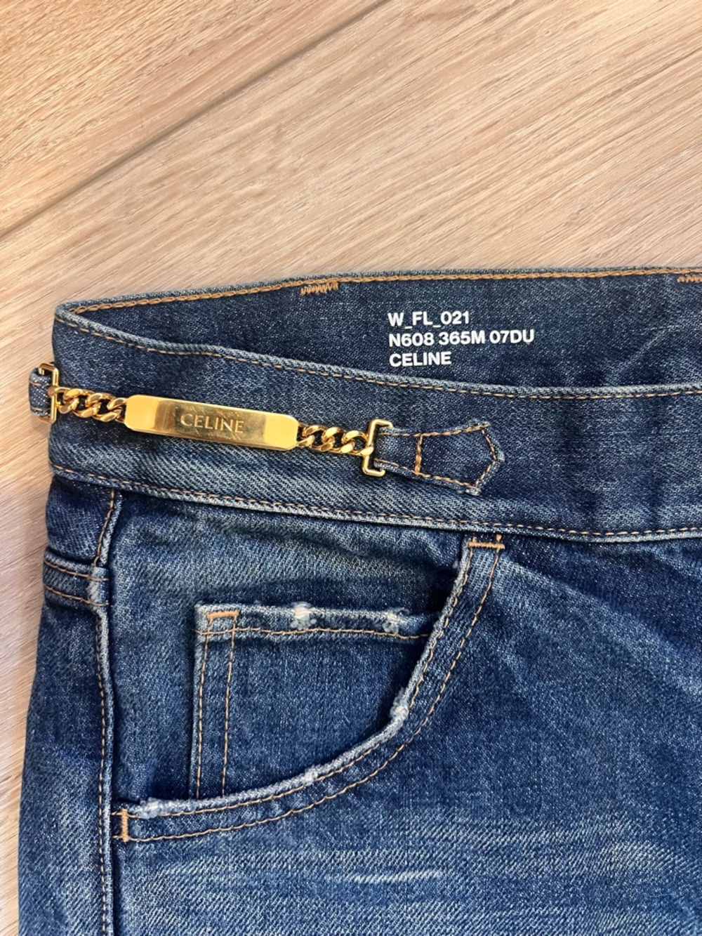 Celine Triomphe Chain Detail Jeans – Gold Chain Waist – Designer Denim - Picture 5 of 15